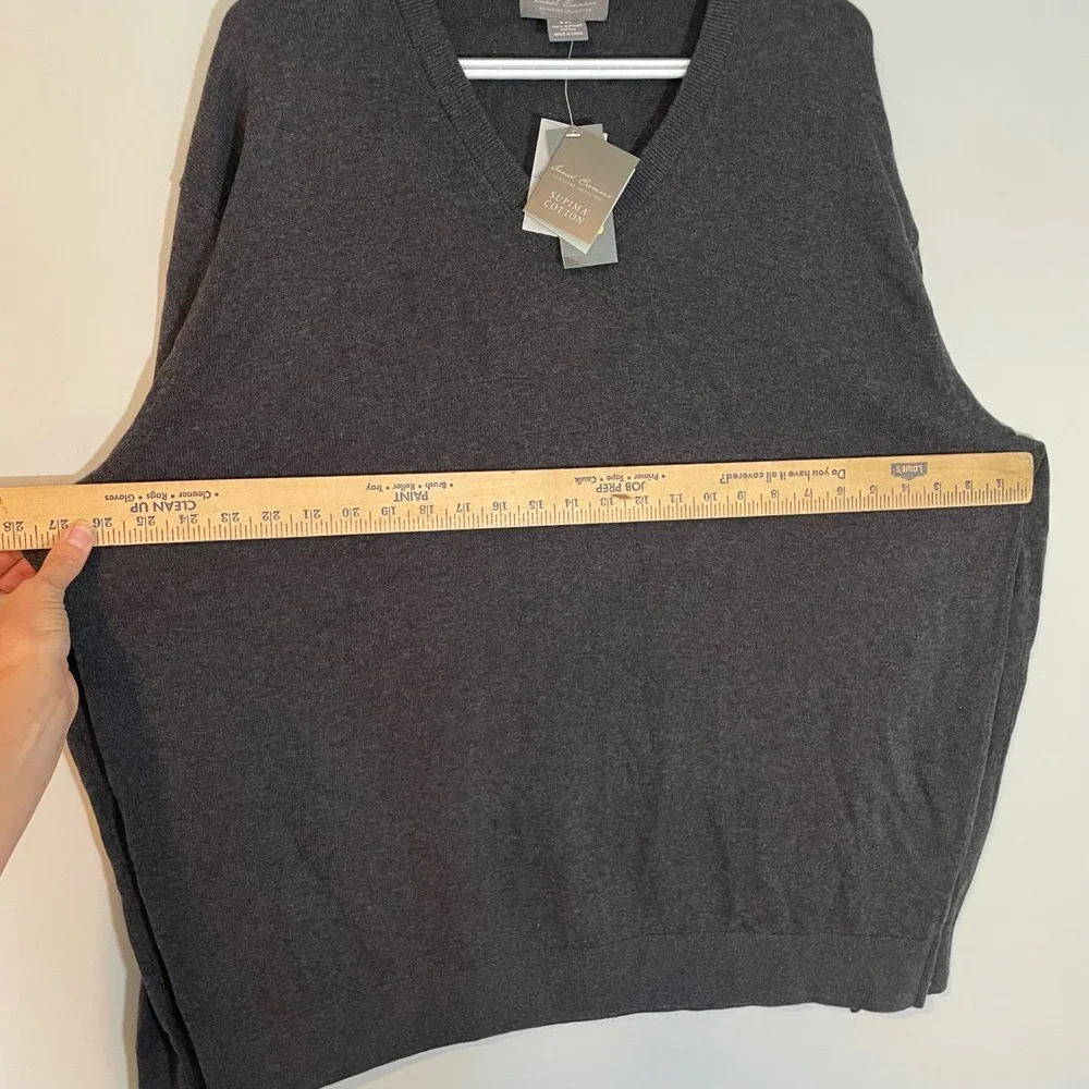 Daniel Cremieux Signature Supima Cotton‎ V-Neck Sweater Charcoal Gray XXL NWT